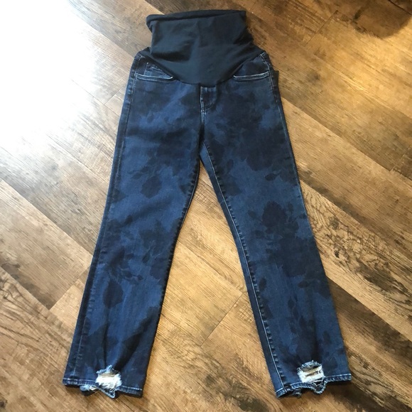 NWT! J Brand Selena floral pattern distressed maternity crop jeans - Picture 2 of 10